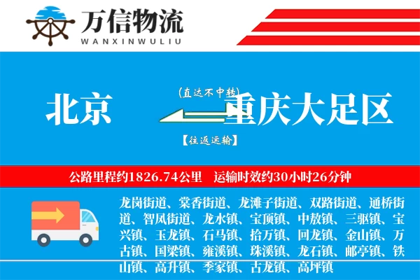 北京到重庆大足区物流公司