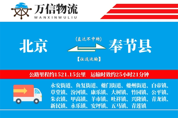 北京到奉节县物流公司