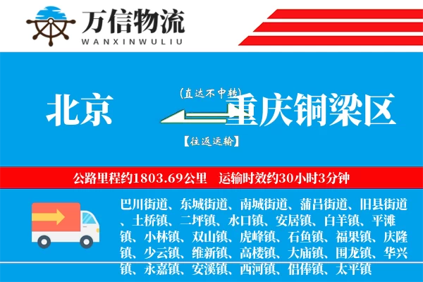 北京到重庆铜梁区物流公司