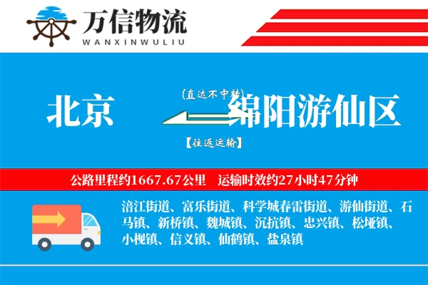 北京到绵阳游仙区物流公司